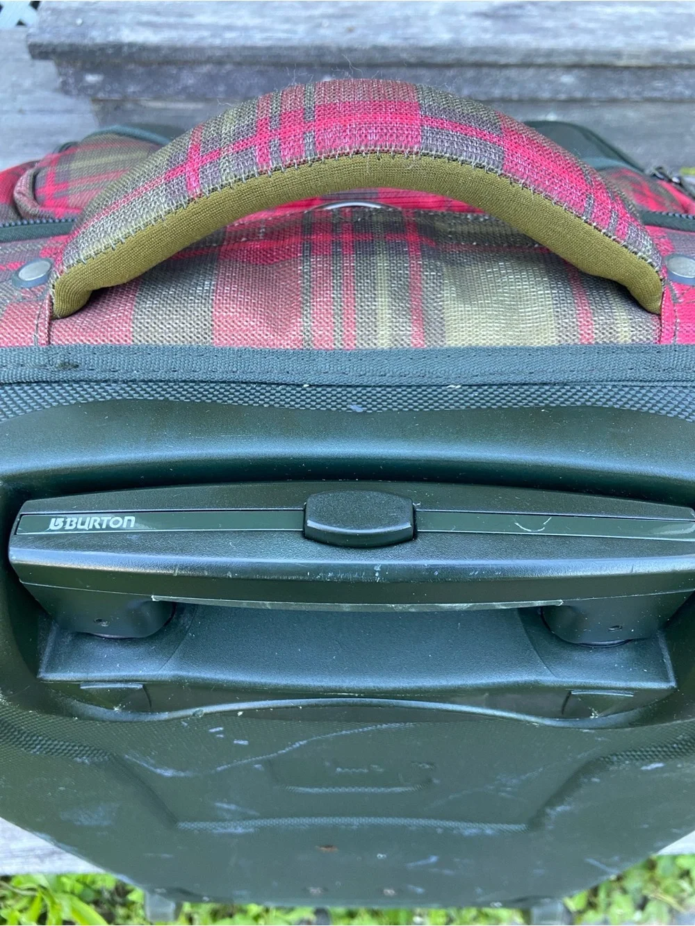 BURTON Luggage Plaid Wheelie Double Deck Rolling Travel Bag in Red
